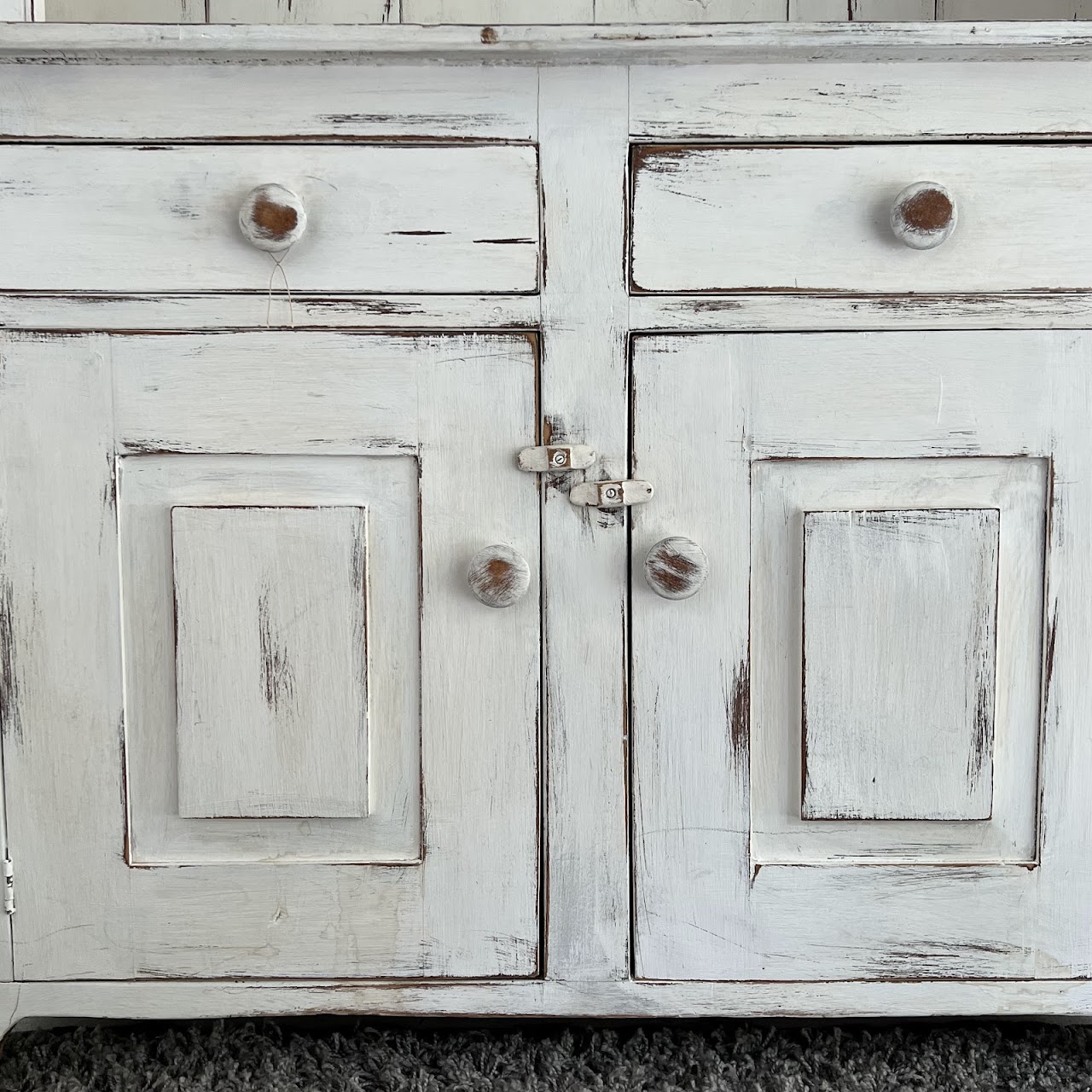 Rustic Painted Pine Hutch