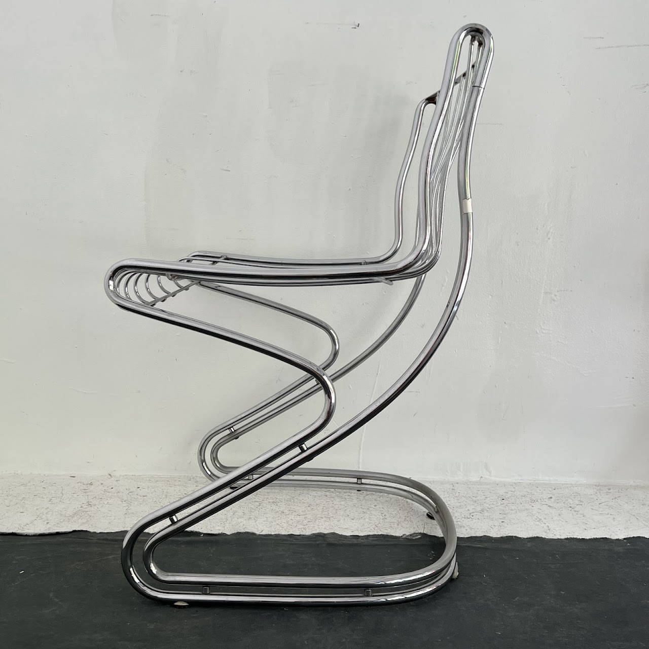 1970s Italian Chromed Steel Cantilever Chair