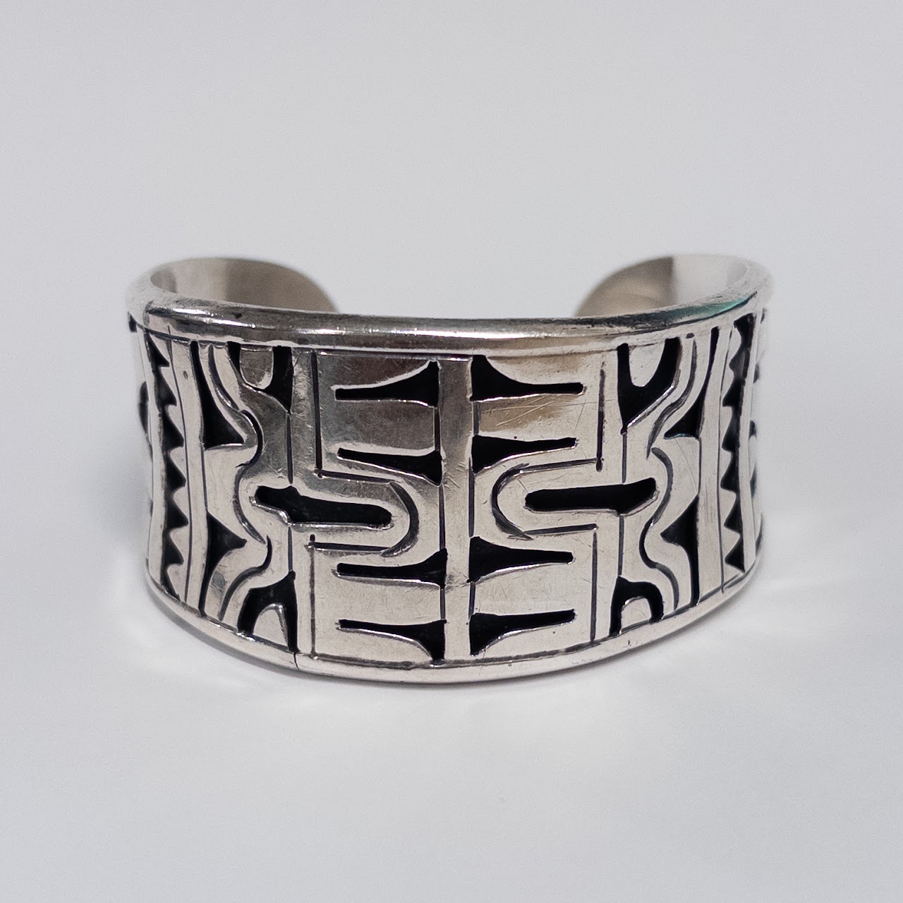 Sterling Silver Beto Aztec-Motif Cuff Bracelet