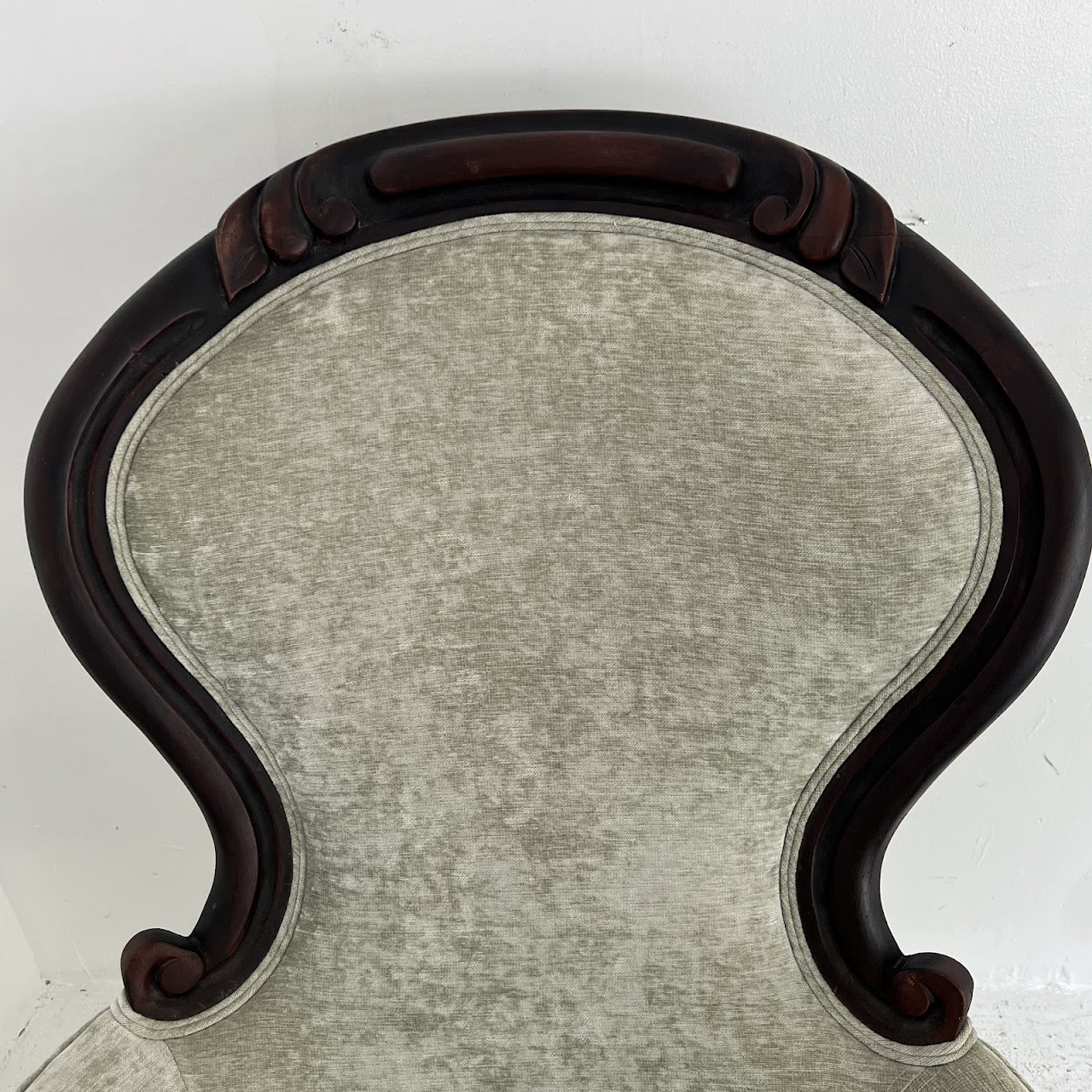 Victorian Carved Mahogany Velvet Upholstered Armchair