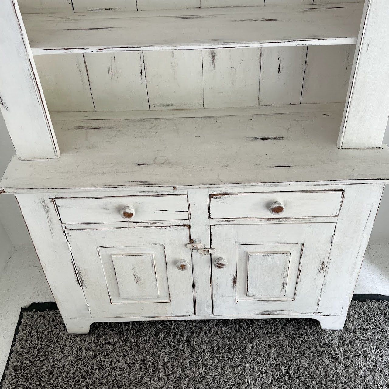 Rustic Painted Pine Hutch