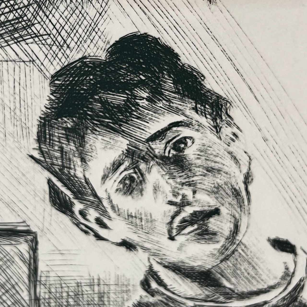 Massen Signed Self-Portrait Etching