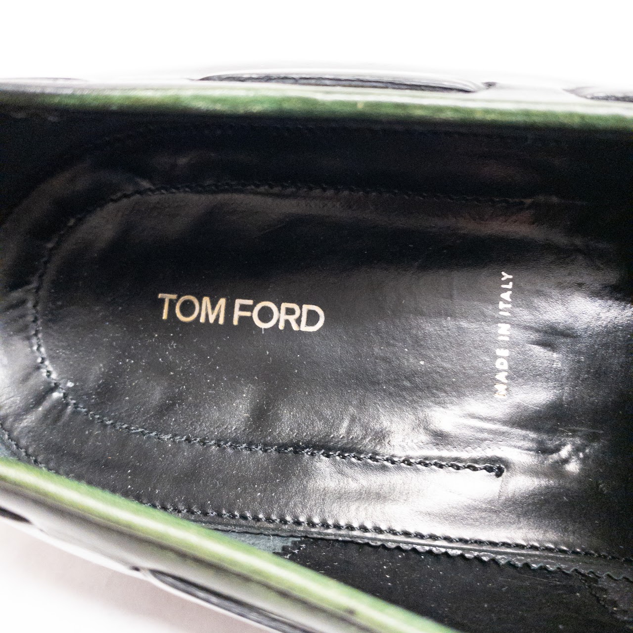 Tom Ford Burnished Green Tassel Loafers