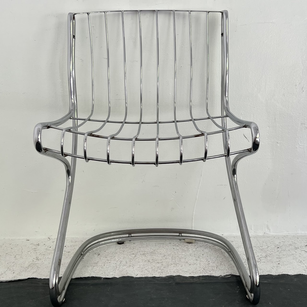 1970s Italian Chromed Steel Cantilever Chair