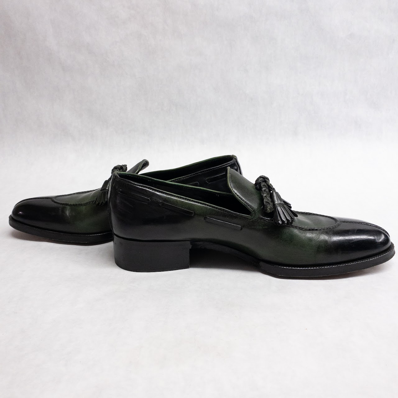 Tom Ford Burnished Green Tassel Loafers