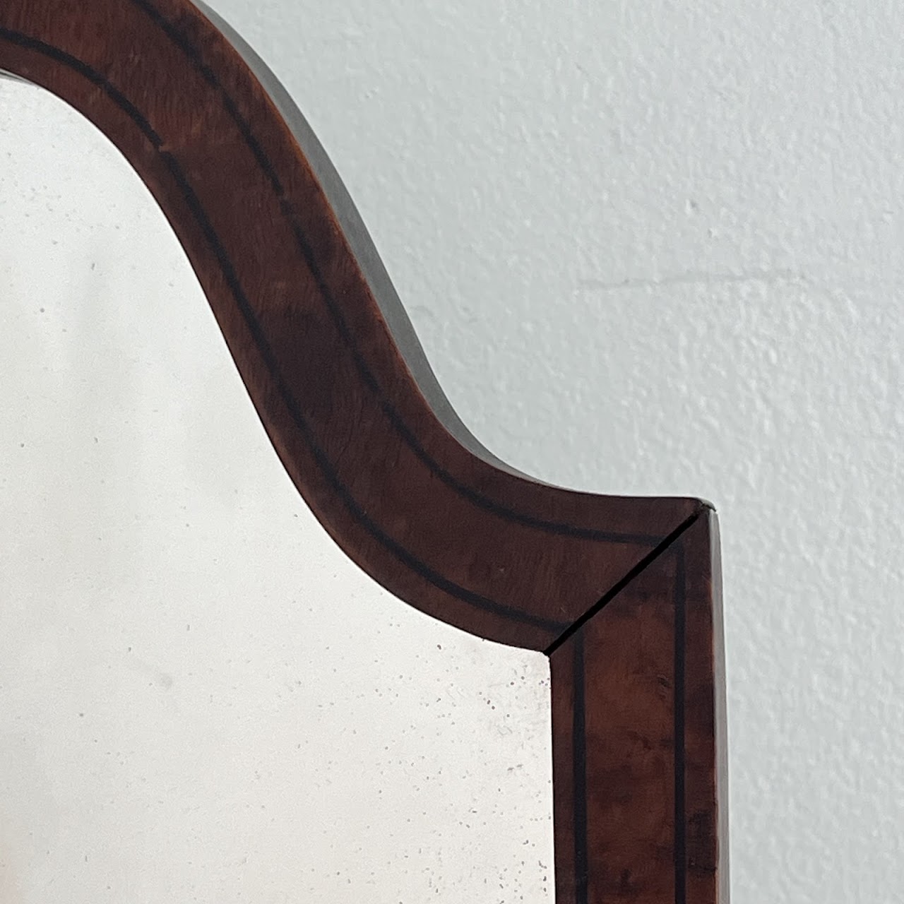 Early 20th C. Mahogany and Birdseye Maple Hand-Painted Mirror