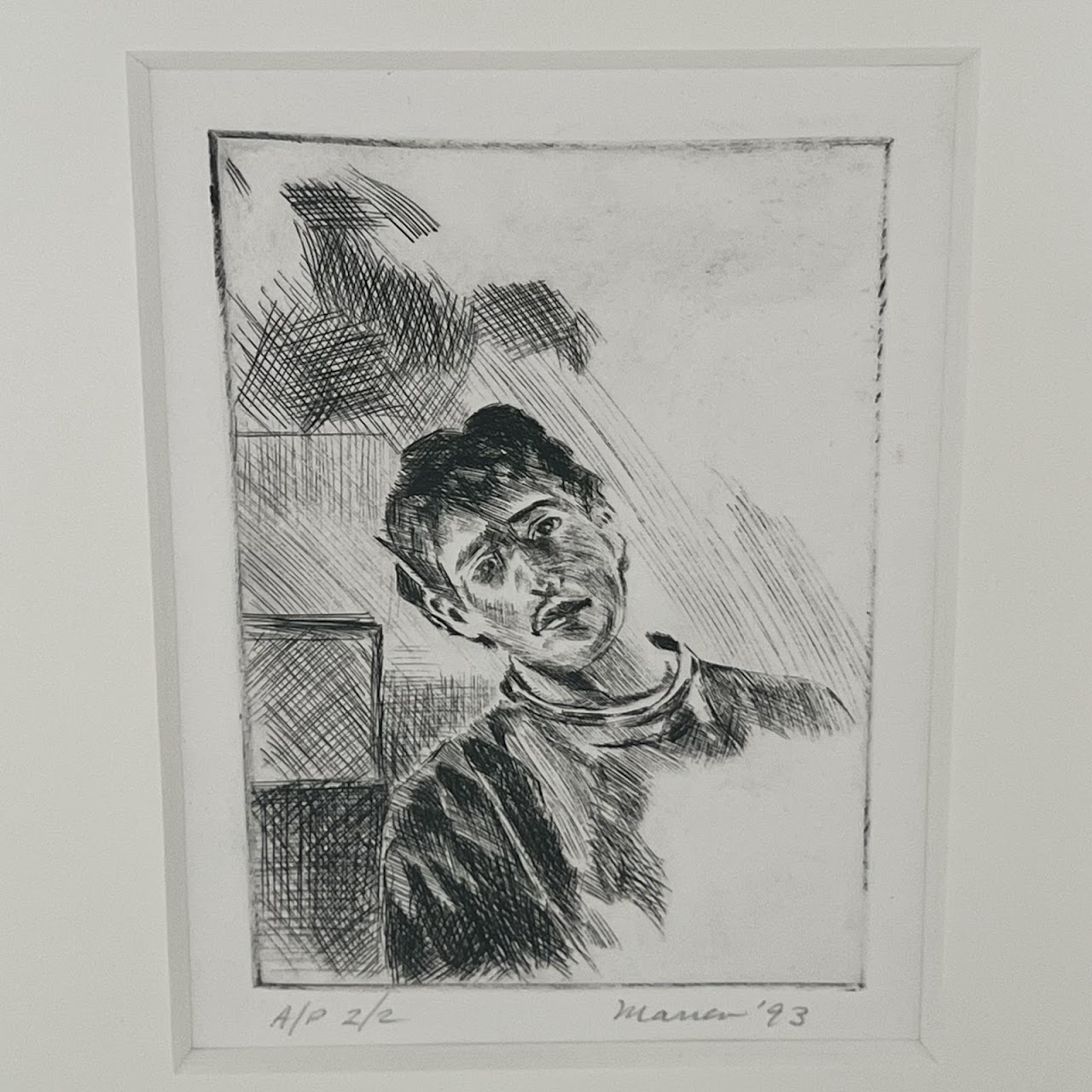 Massen Signed Self-Portrait Etching