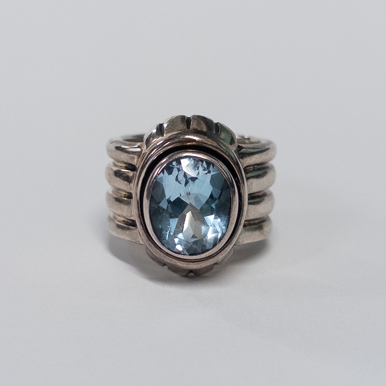 Sterling Silver and Pale Blue Stone Ring