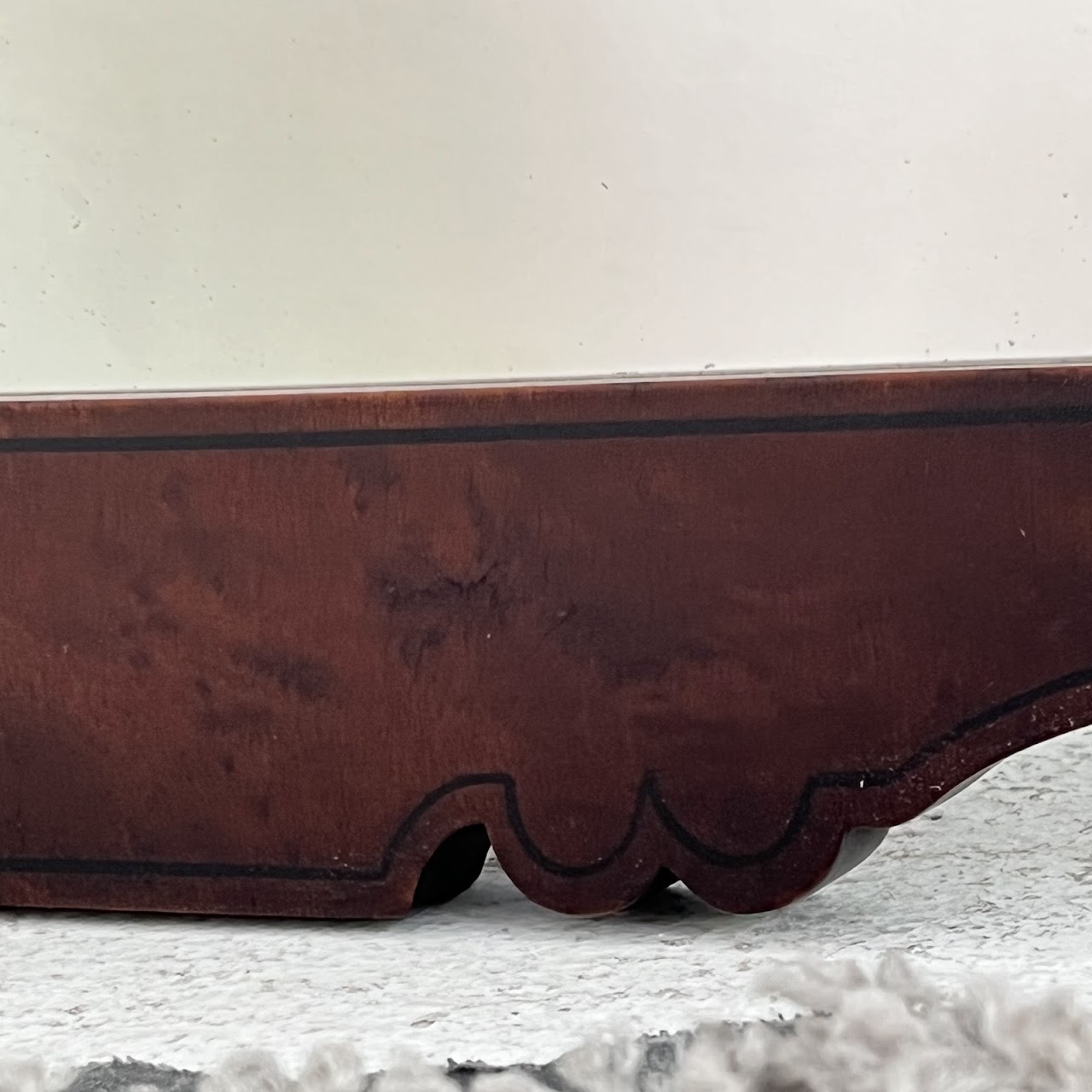 Early 20th C. Mahogany and Birdseye Maple Hand-Painted Mirror