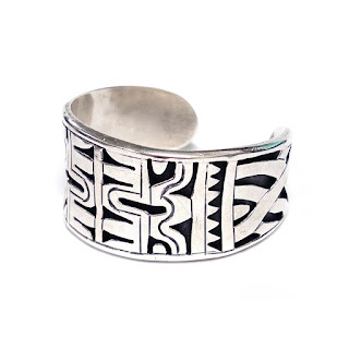 Sterling Silver Beto Aztec-Motif Cuff Bracelet