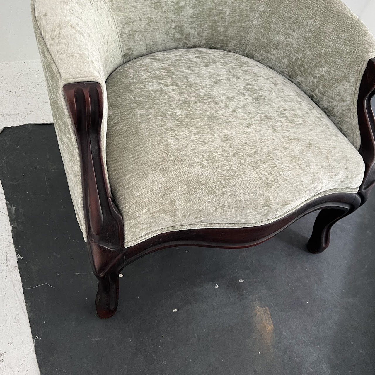 Victorian Carved Mahogany Velvet Upholstered Armchair