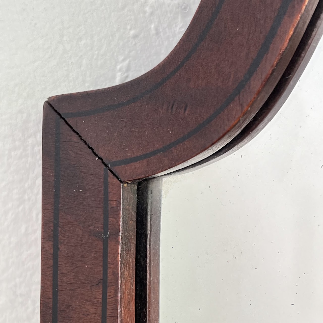 Early 20th C. Mahogany and Birdseye Maple Hand-Painted Mirror