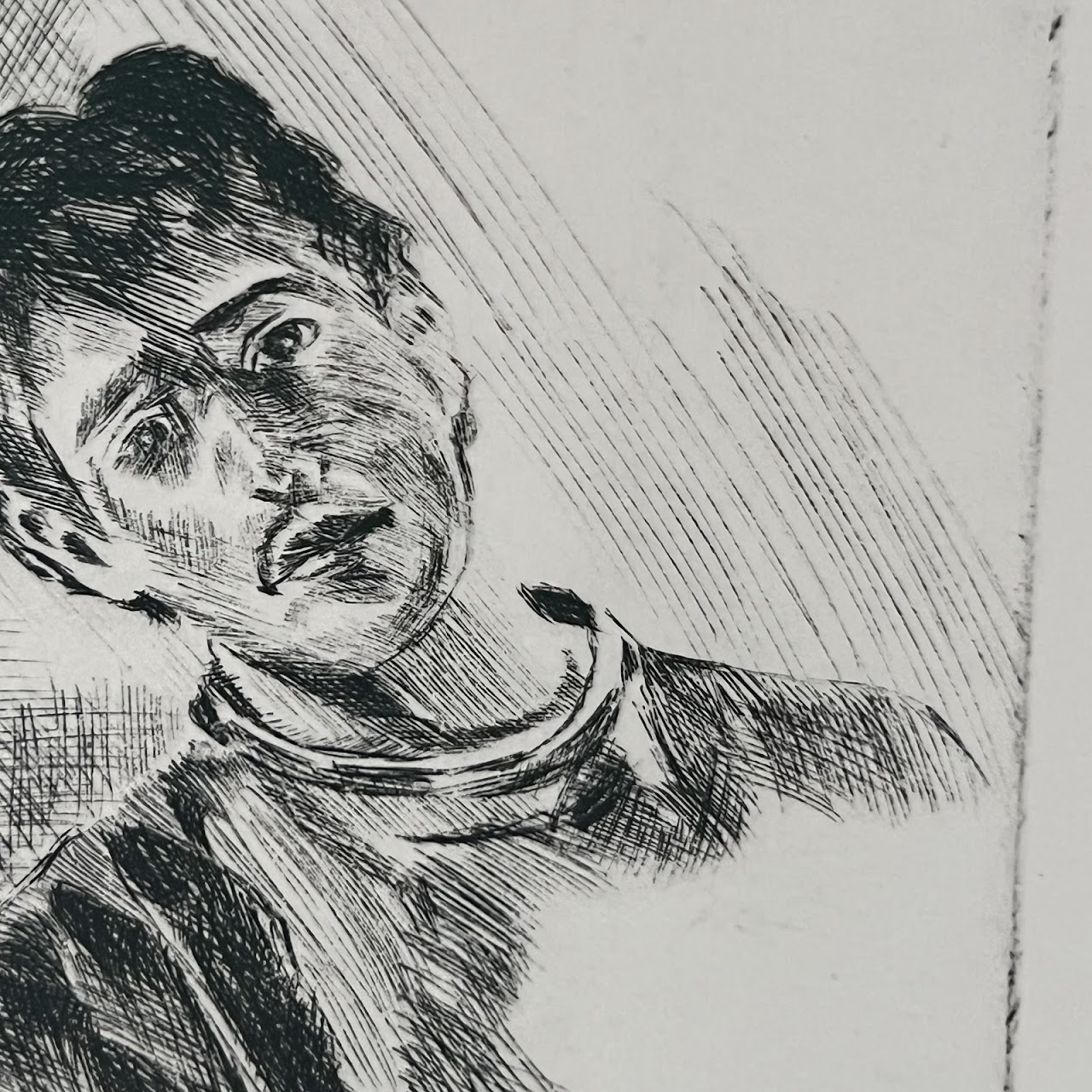 Massen Signed Self-Portrait Etching