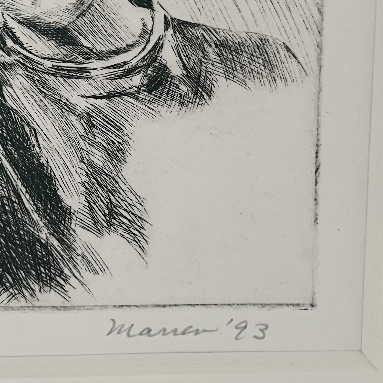 Massen Signed Self-Portrait Etching