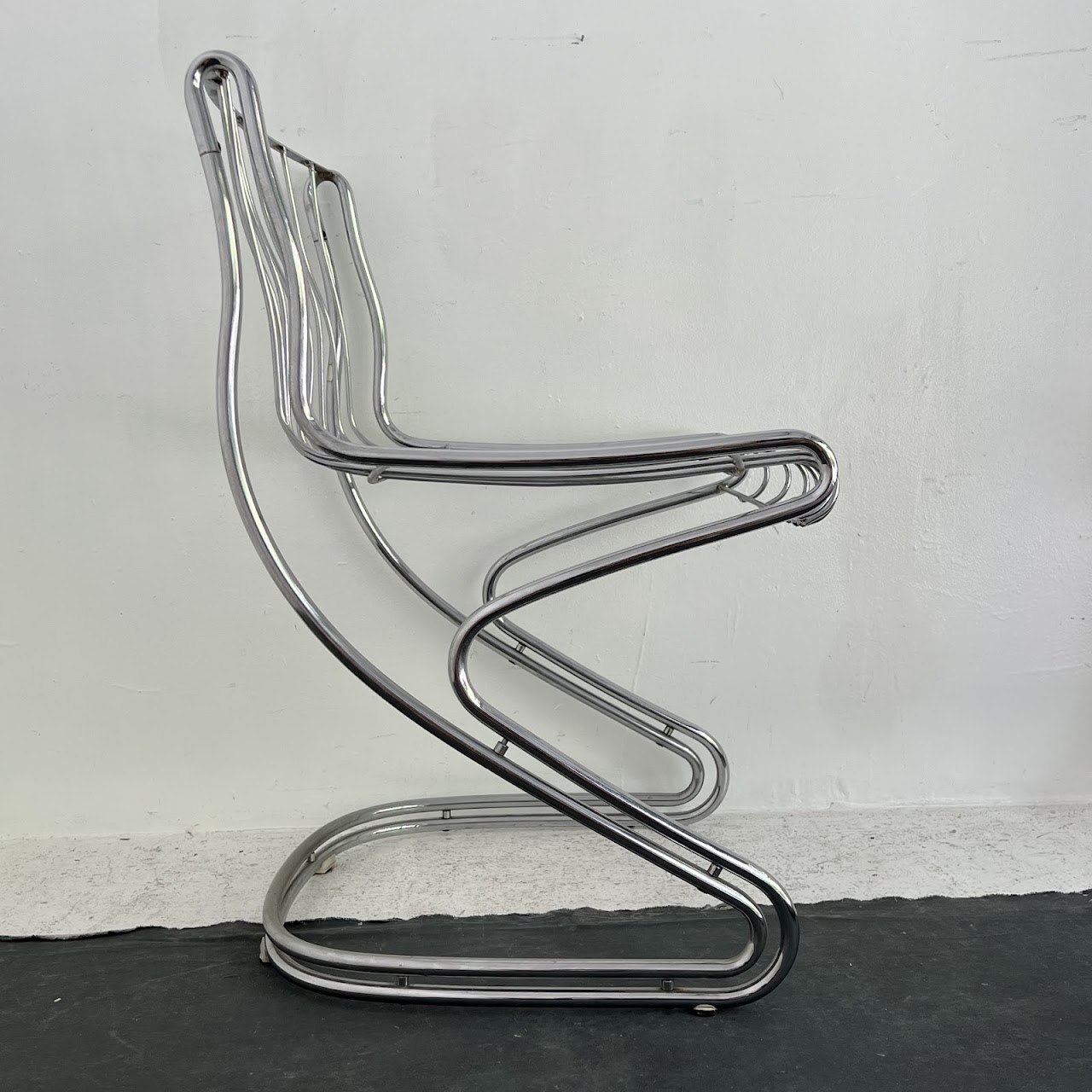 1970s Italian Chromed Steel Cantilever Chair