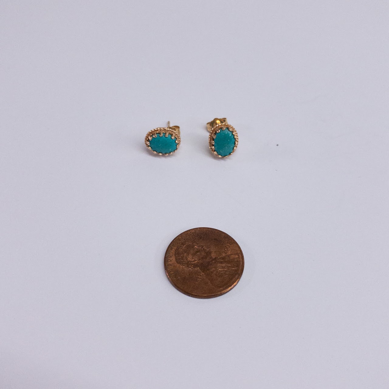 14K Gold Turquoise Stud Earrings