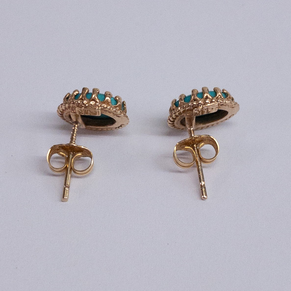 14K Gold Turquoise Stud Earrings