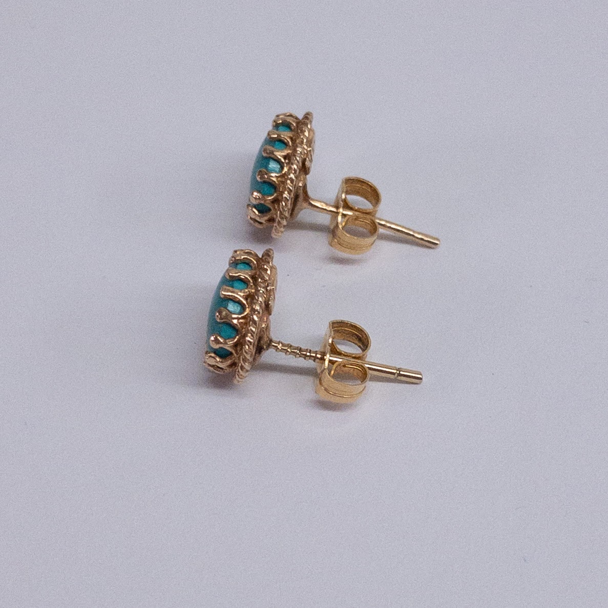 14K Gold Turquoise Stud Earrings