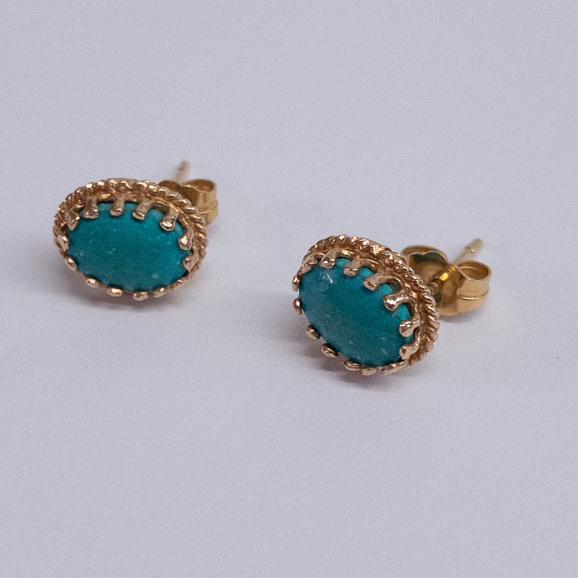 14K Gold Turquoise Stud Earrings