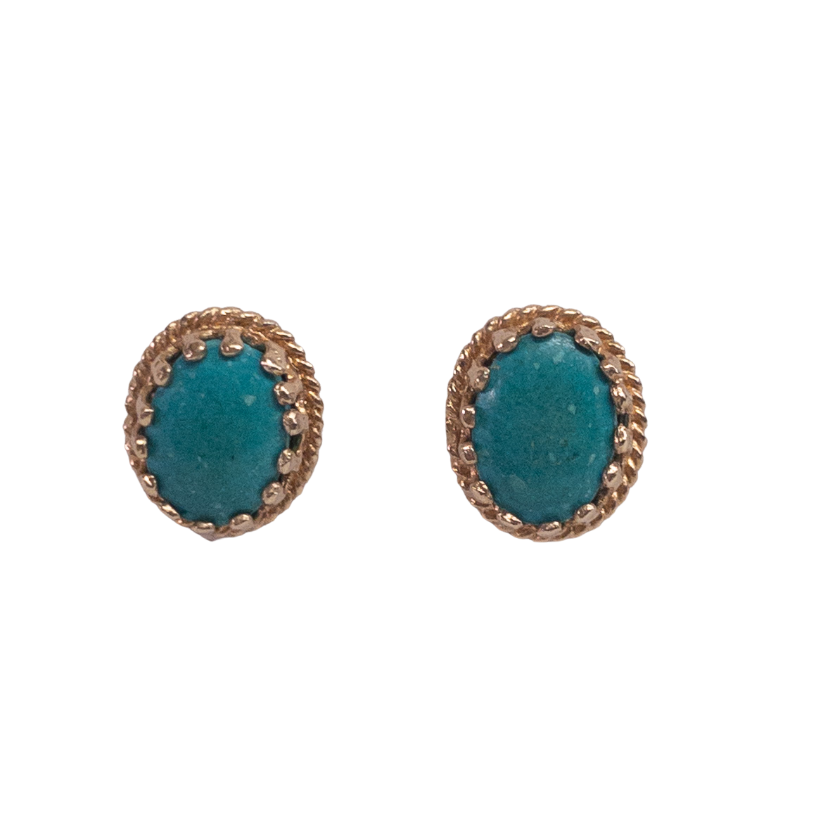 14K Gold Turquoise Stud Earrings