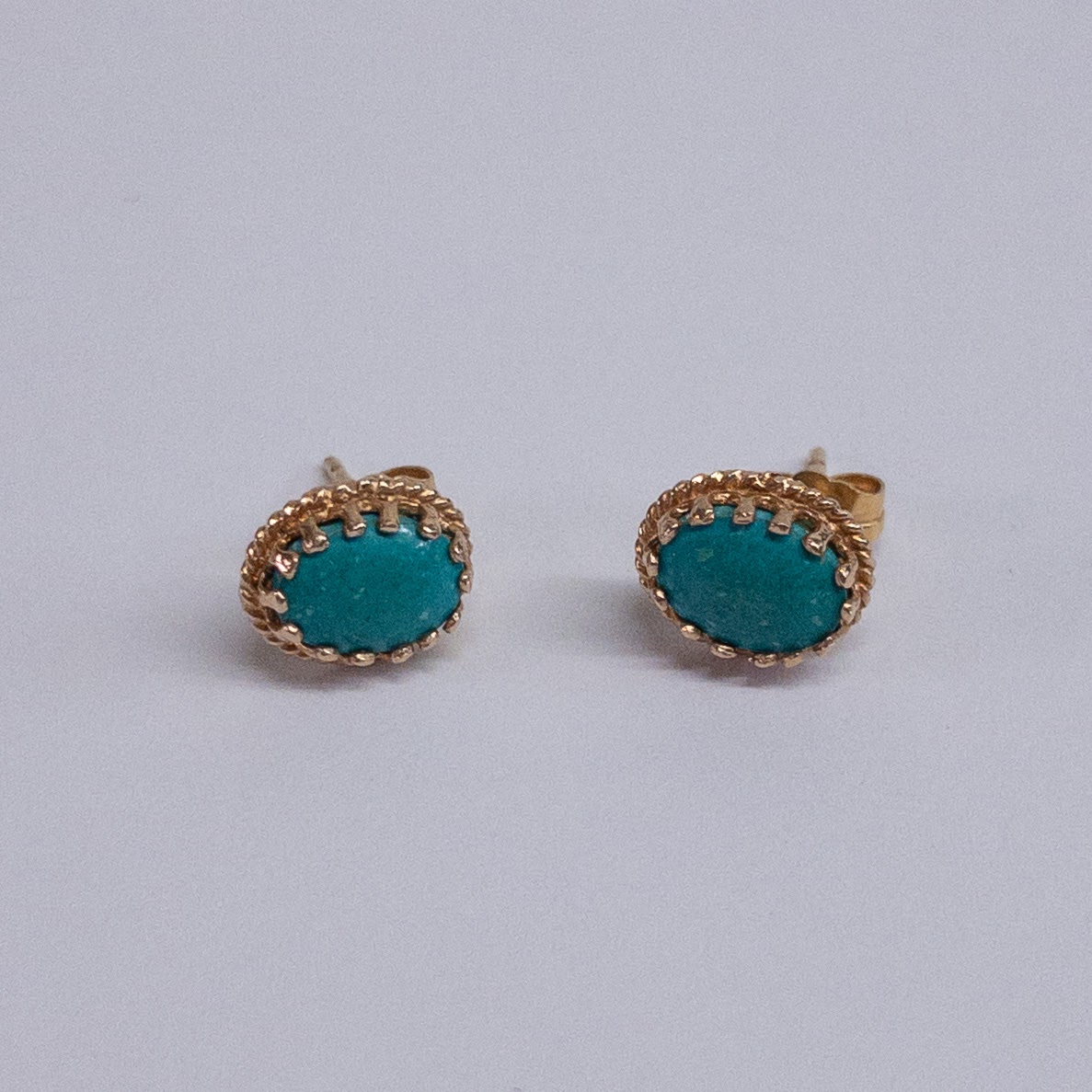 14K Gold Turquoise Stud Earrings