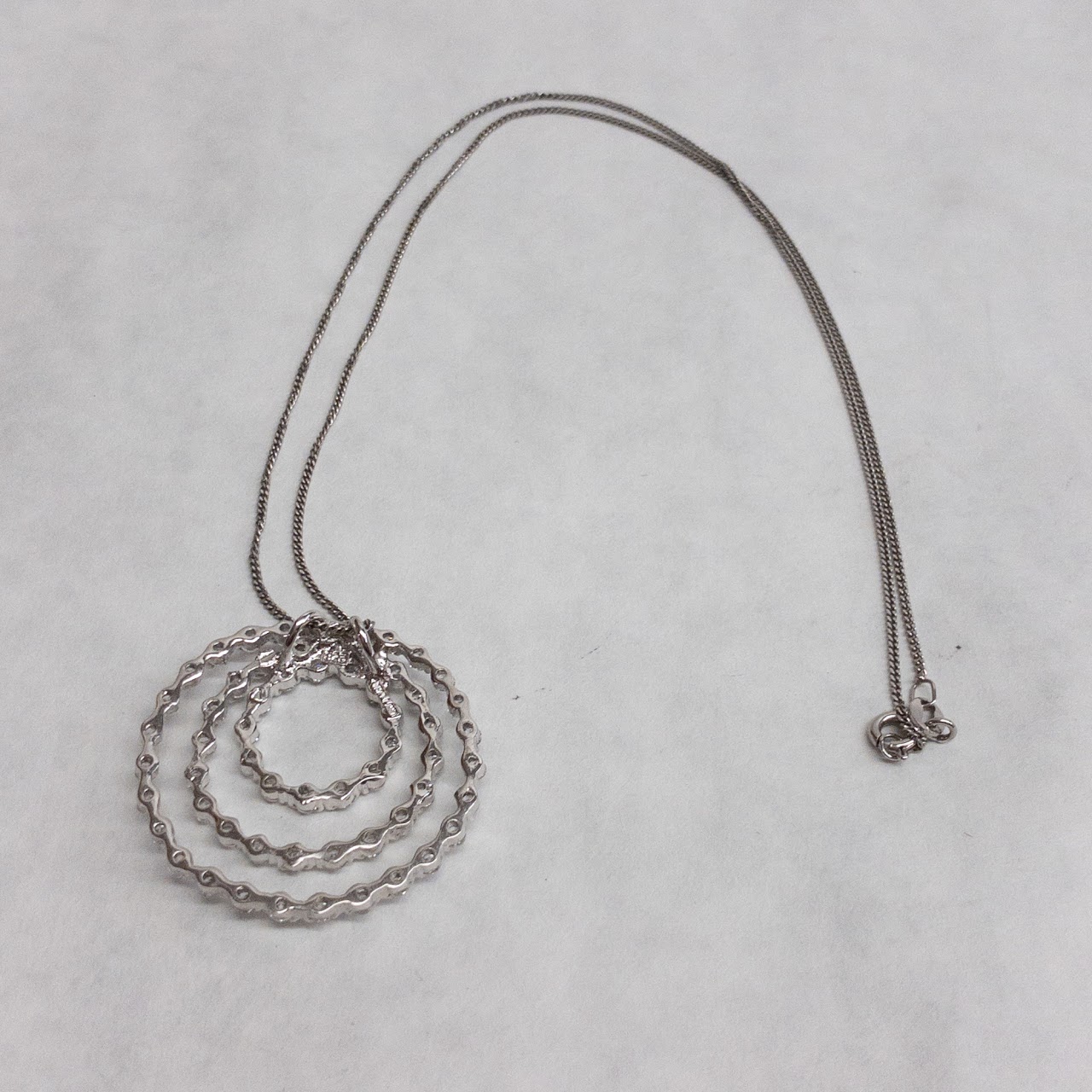 Sterling Silver & Clear Stone  Spiral Necklace