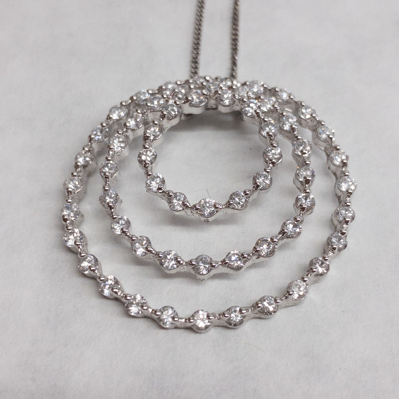 Sterling Silver & Clear Stone  Spiral Necklace