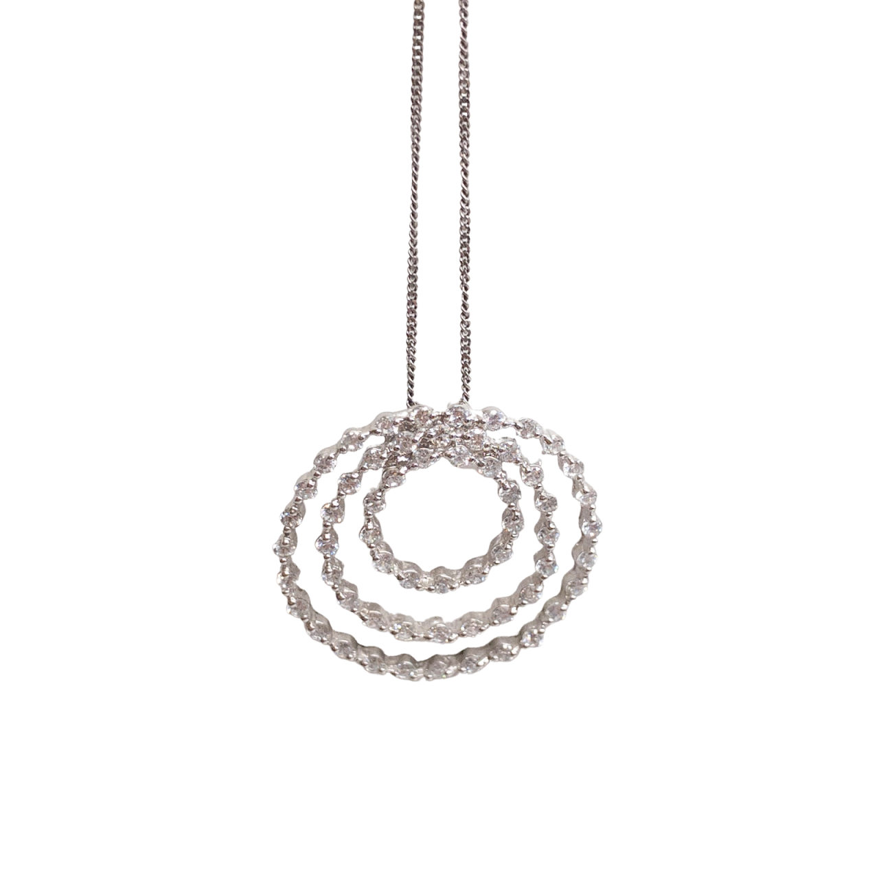 Sterling Silver & Clear Stone  Spiral Necklace