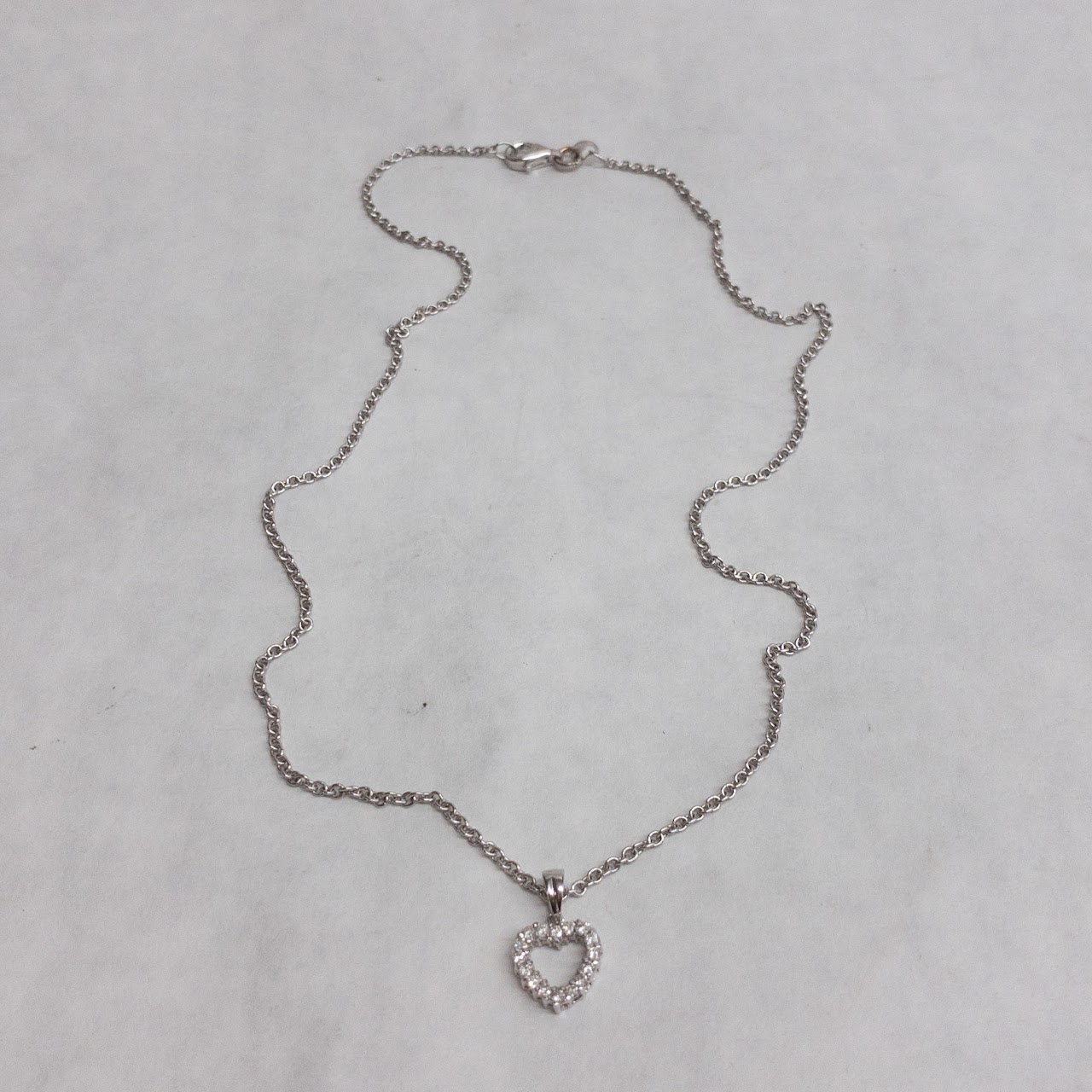 18K White Gold & Diamond Heart Pendant Necklace