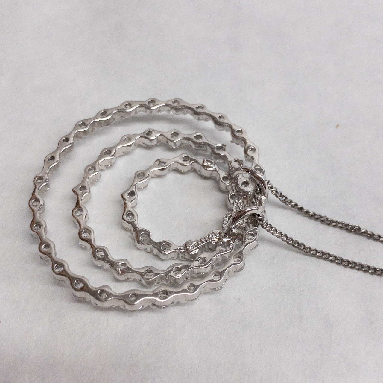 Sterling Silver & Clear Stone  Spiral Necklace