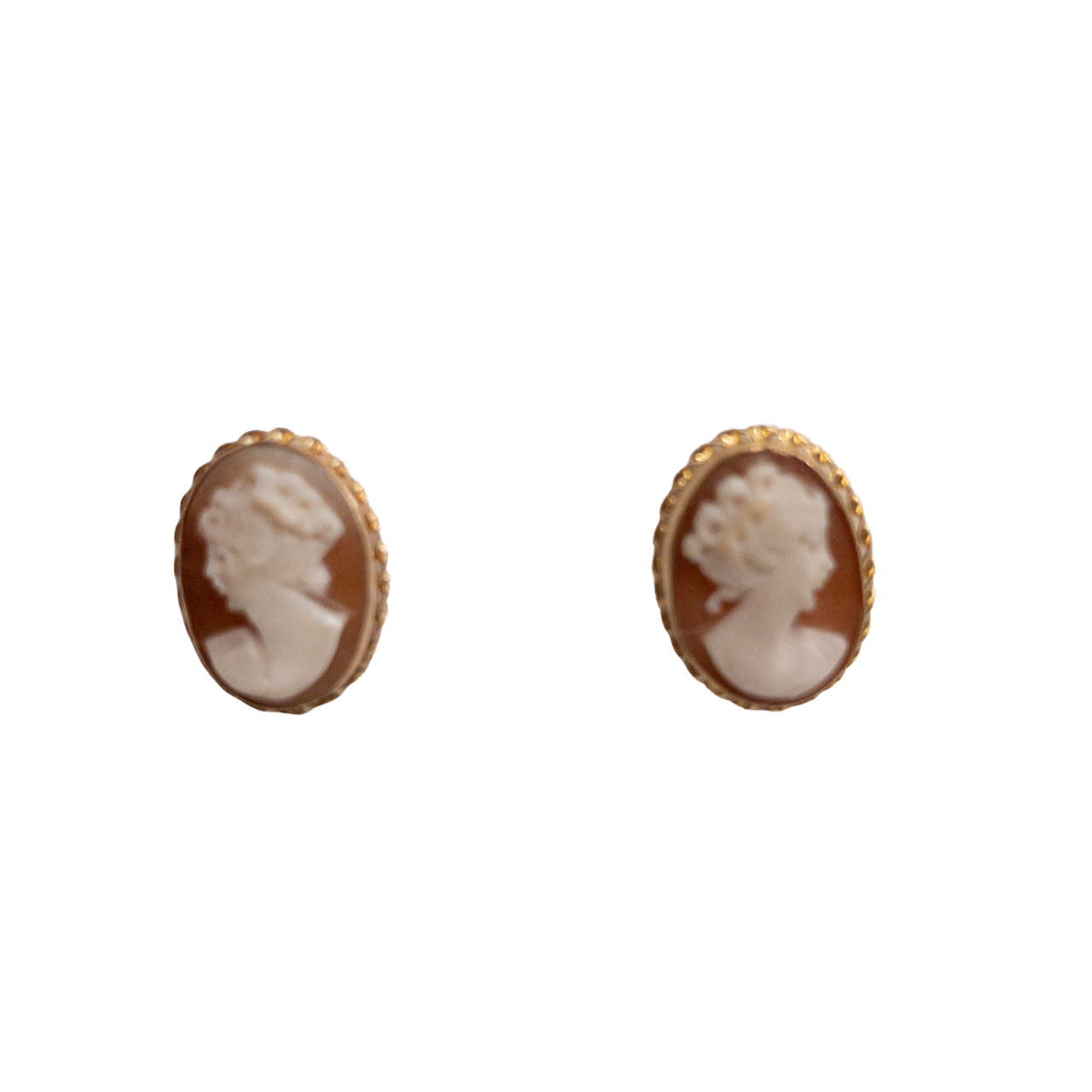 14K Gold Cameo Earrings