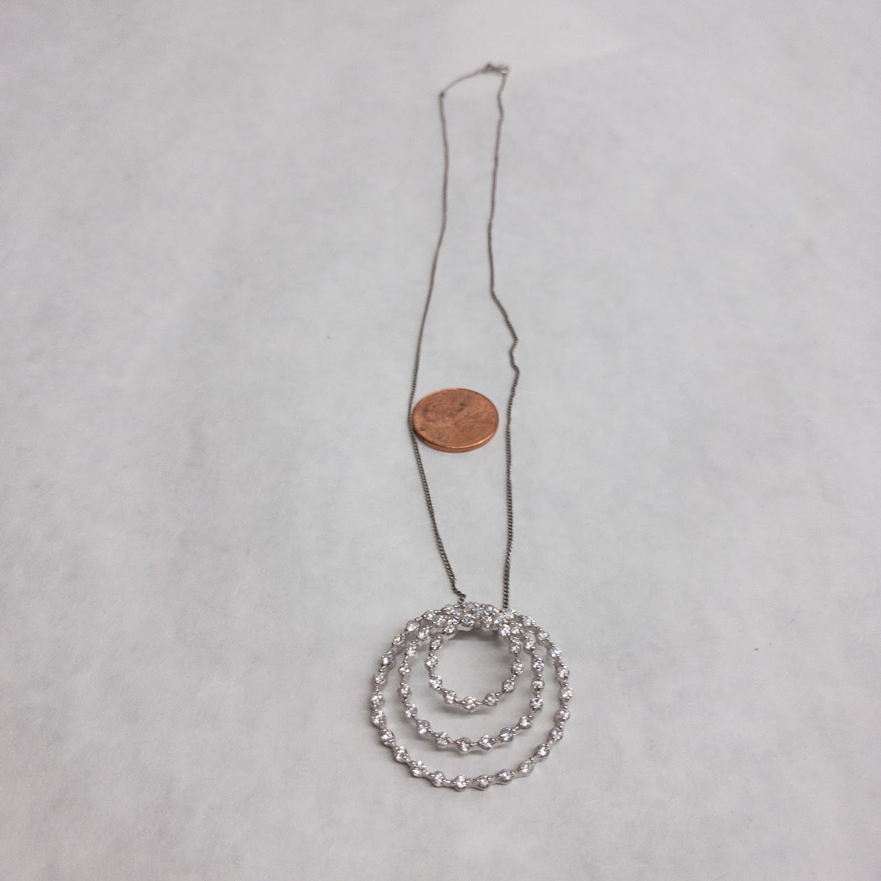 Sterling Silver & Clear Stone  Spiral Necklace