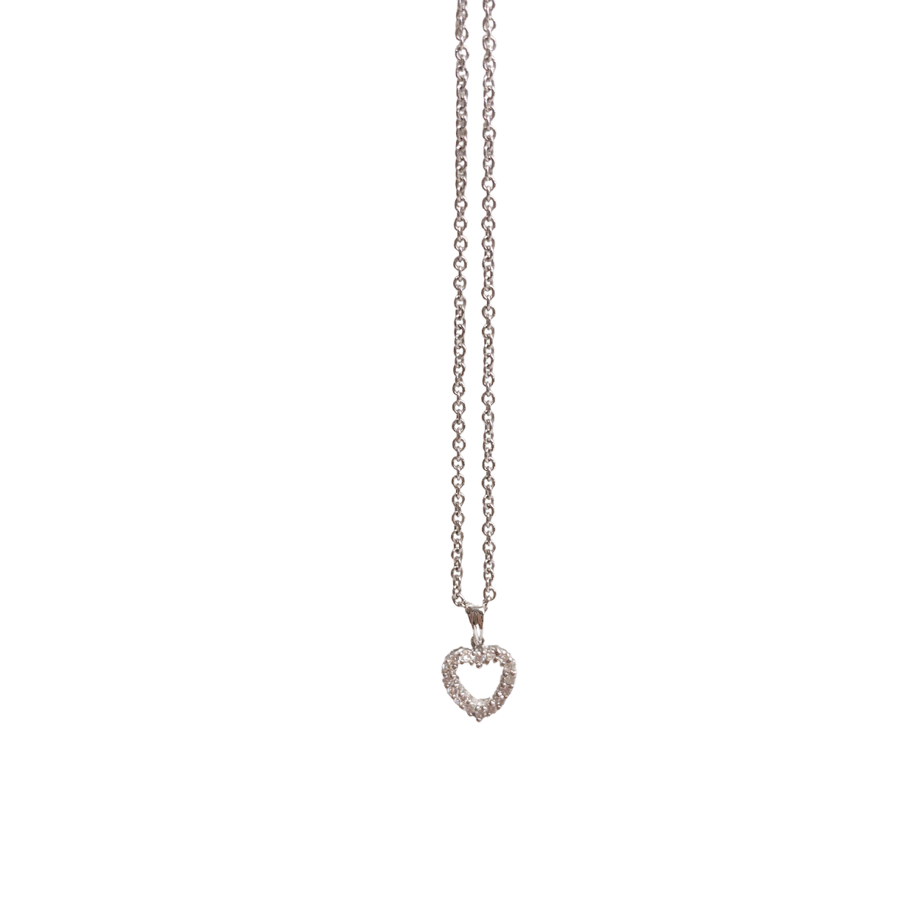 18K White Gold & Diamond Heart Pendant Necklace