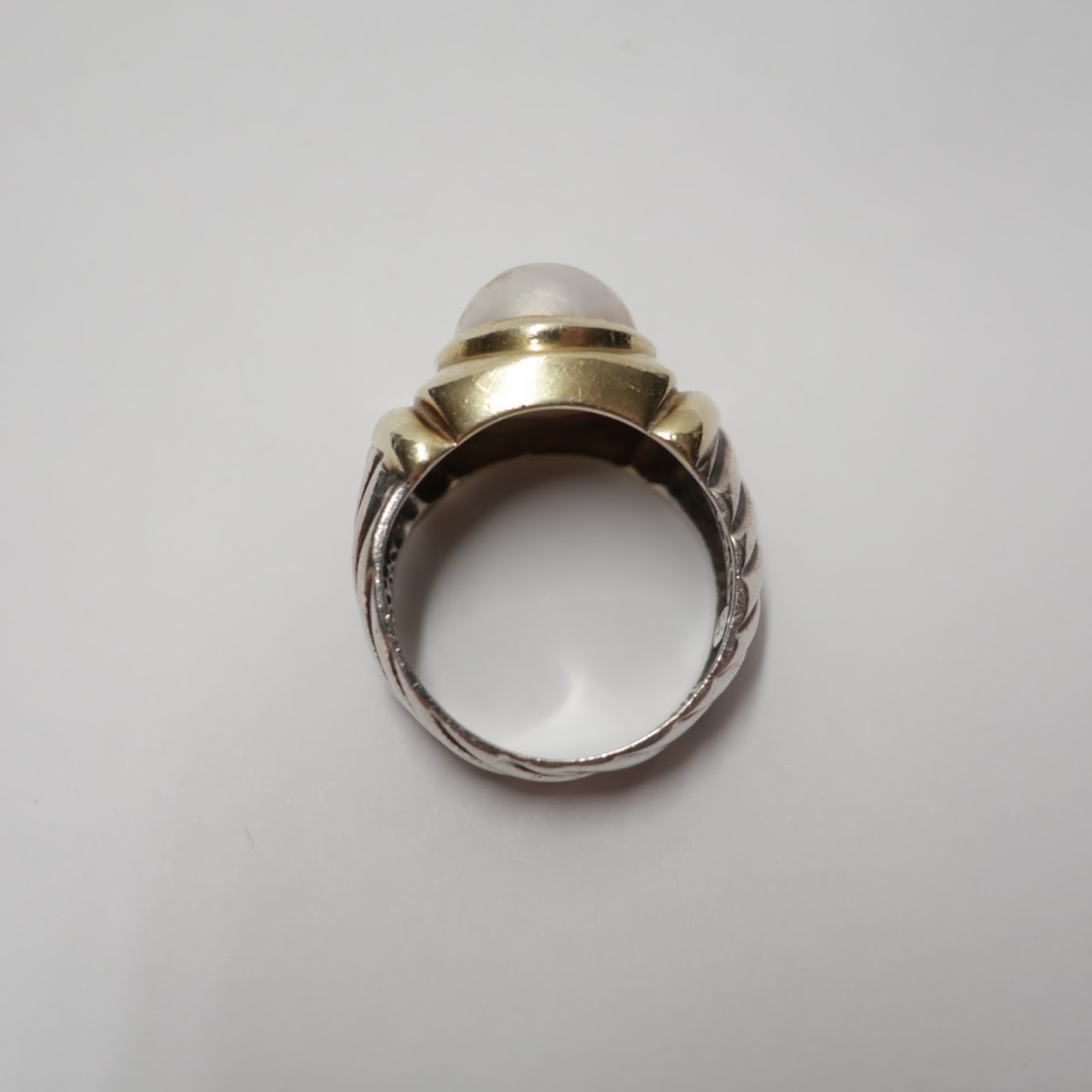 David Yurman Sterling Silver, 14K Gold & Pearl Ring