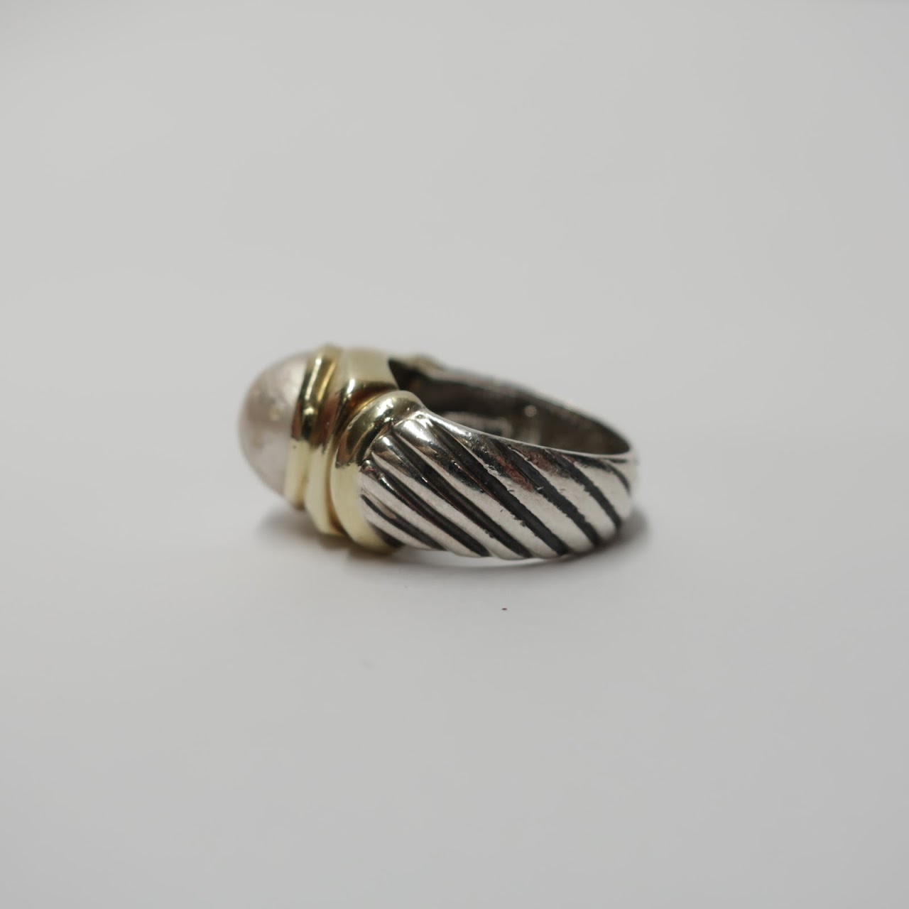 David Yurman Sterling Silver, 14K Gold & Pearl Ring