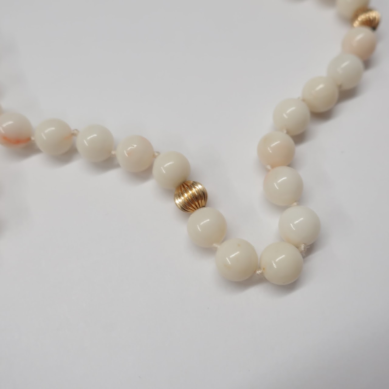 White  Coral & 14k Gold Strand