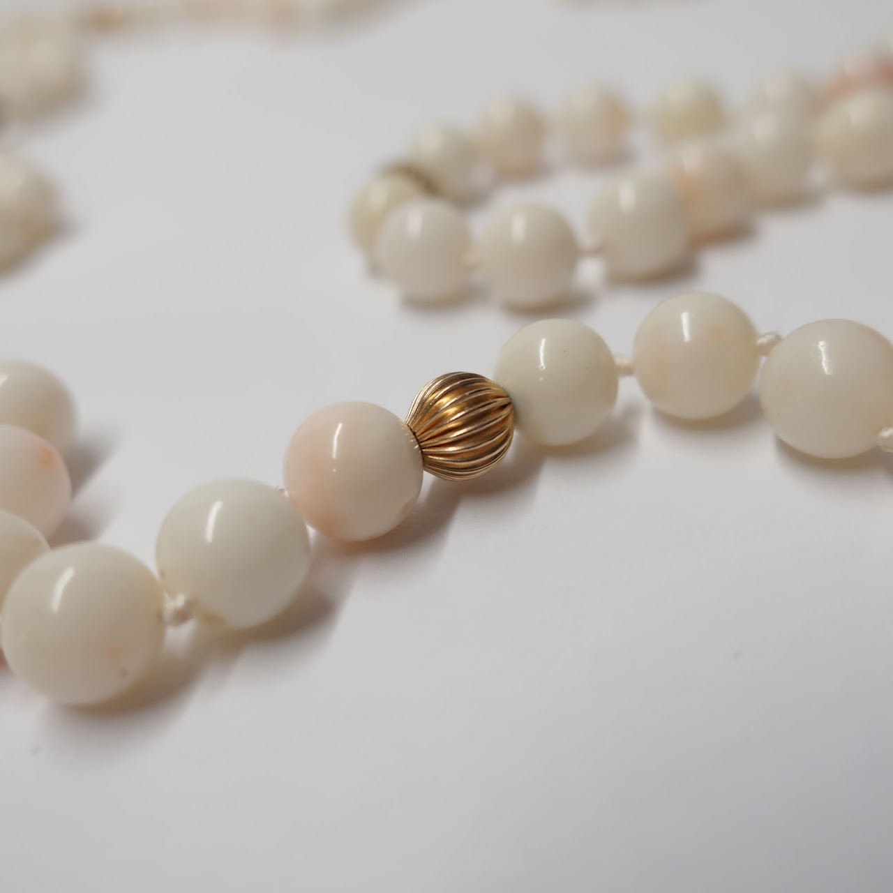 White  Coral & 14k Gold Strand