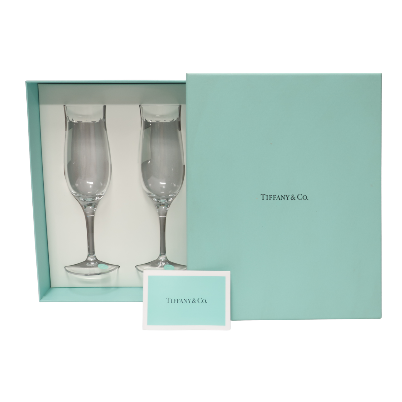 Tiffany & Co. NEW Cut Crystal Champagne Flute Pair