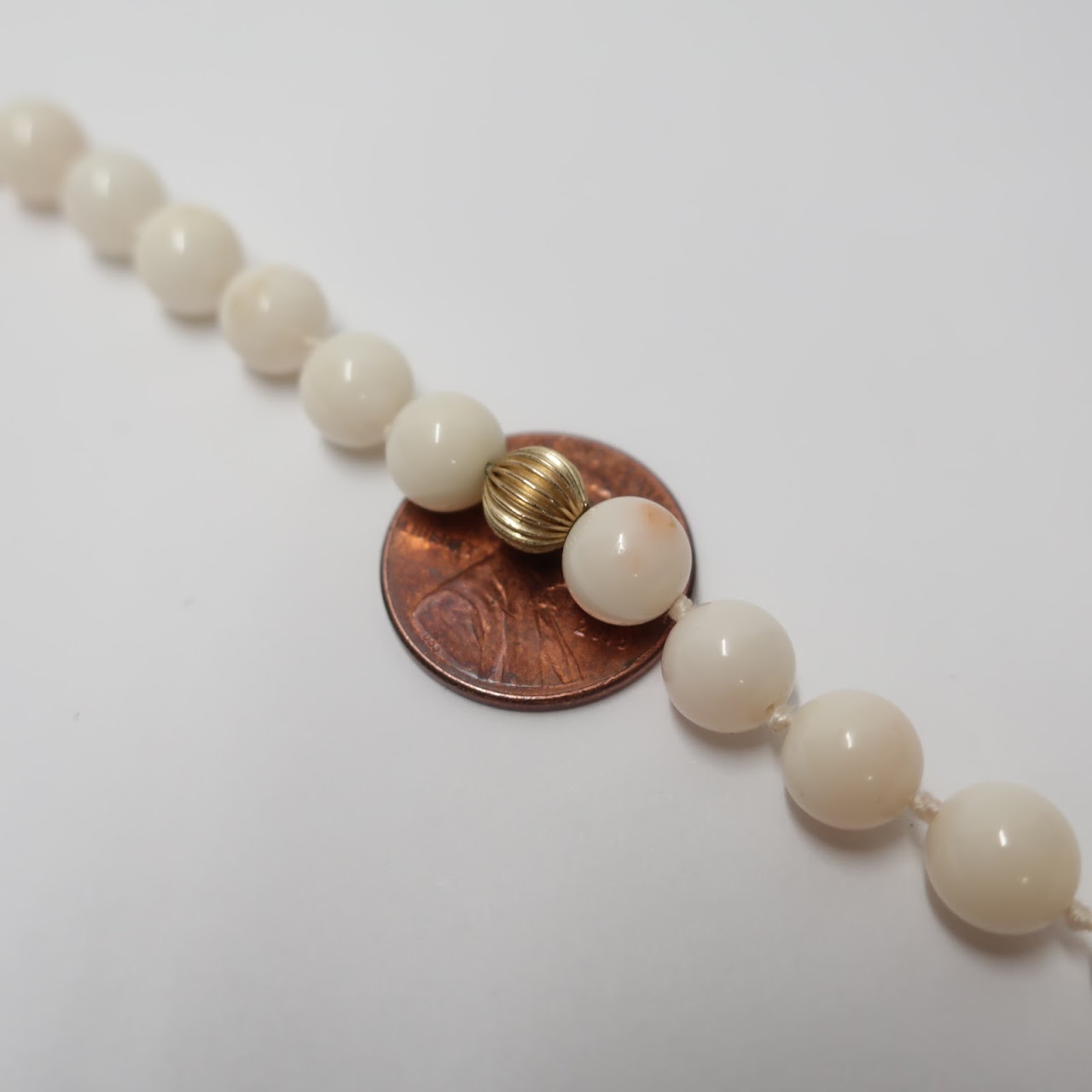 White  Coral & 14k Gold Strand