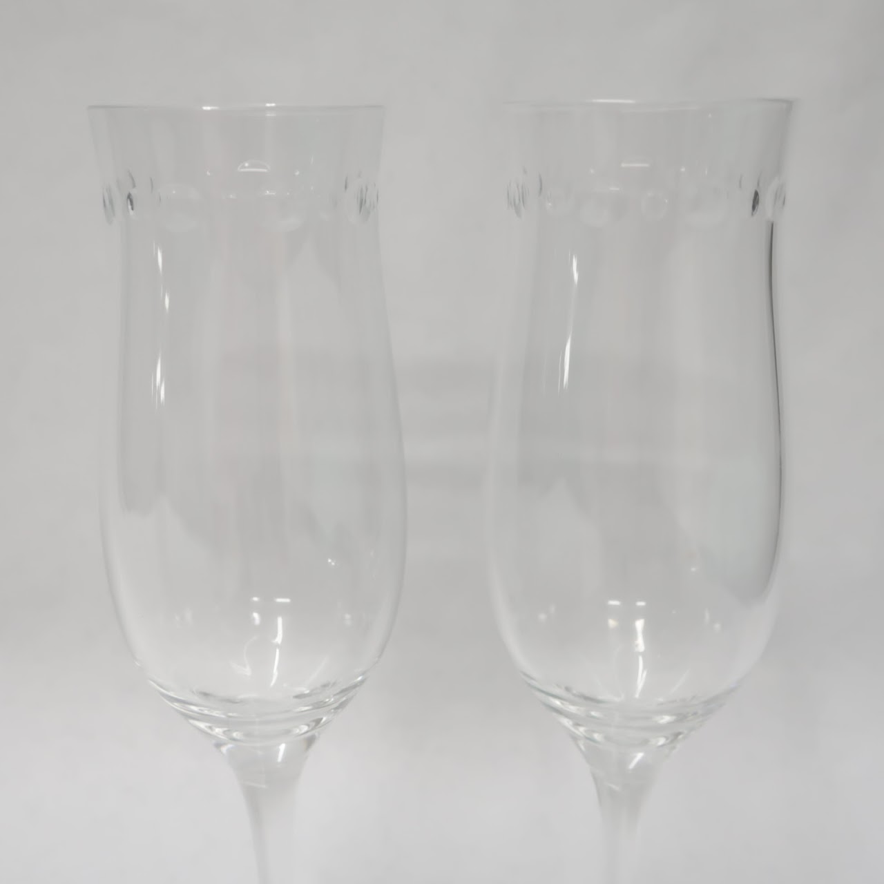 Tiffany & Co. NEW Cut Crystal Champagne Flute Pair