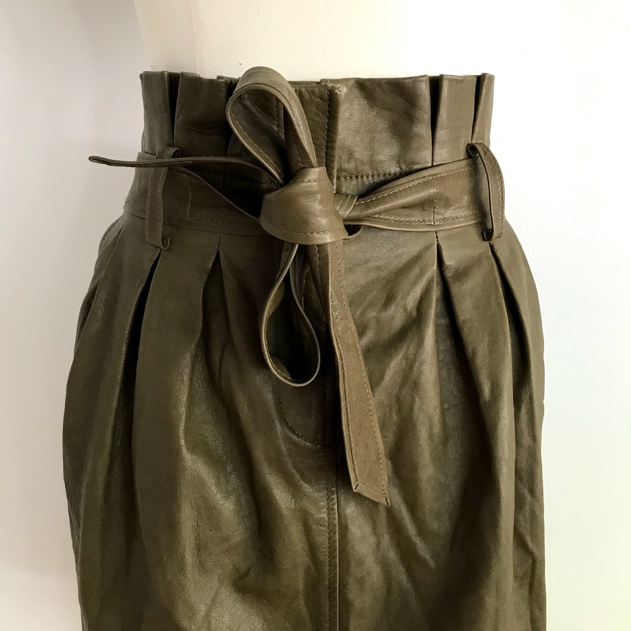 Frame  Leather Paper Bag Waist Skirt