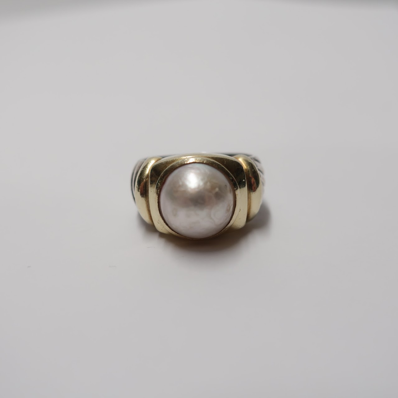 David Yurman Sterling Silver, 14K Gold & Pearl Ring