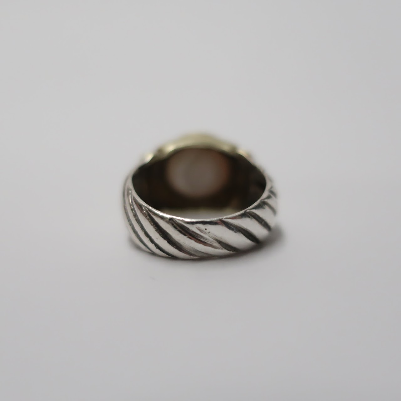 David Yurman Sterling Silver, 14K Gold & Pearl Ring