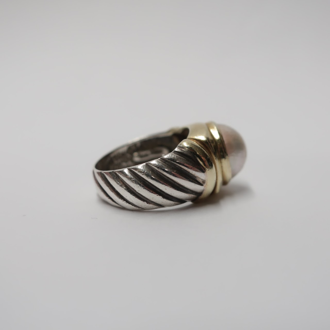 David Yurman Sterling Silver, 14K Gold & Pearl Ring