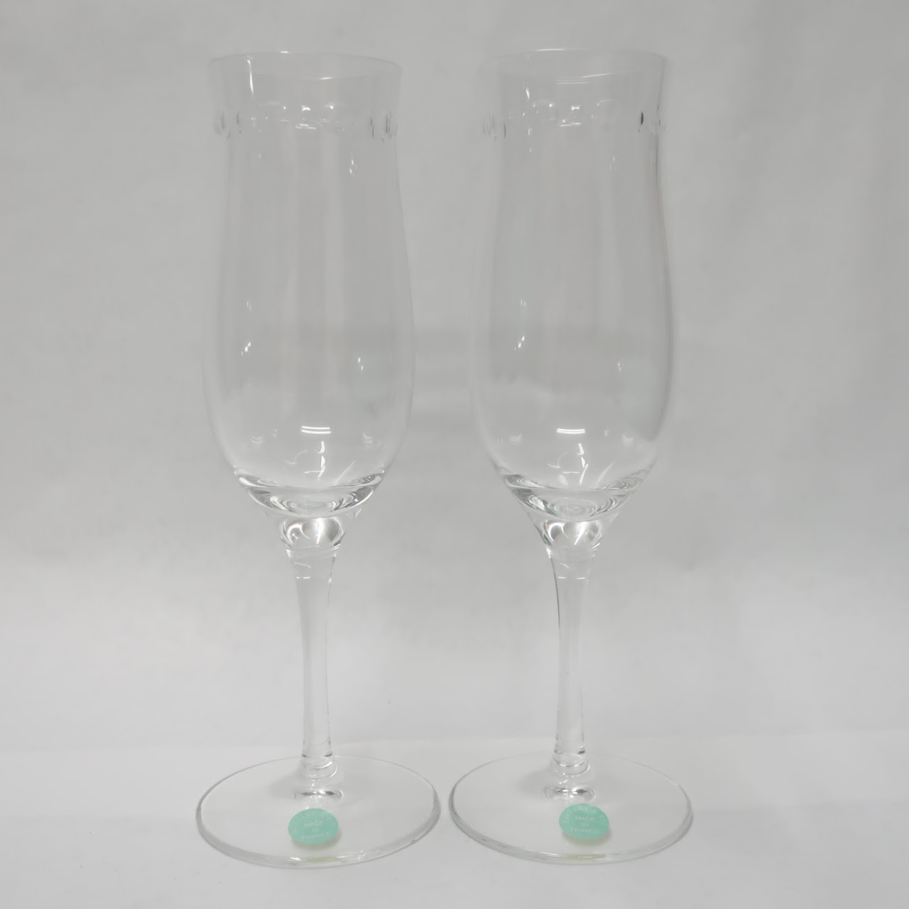 Tiffany & Co. NEW Cut Crystal Champagne Flute Pair