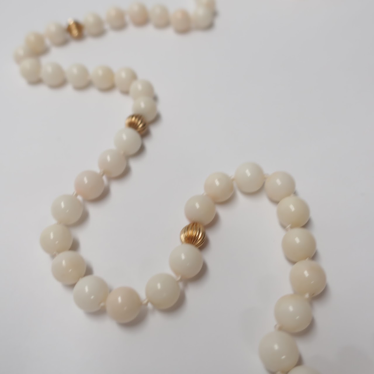 White  Coral & 14k Gold Strand