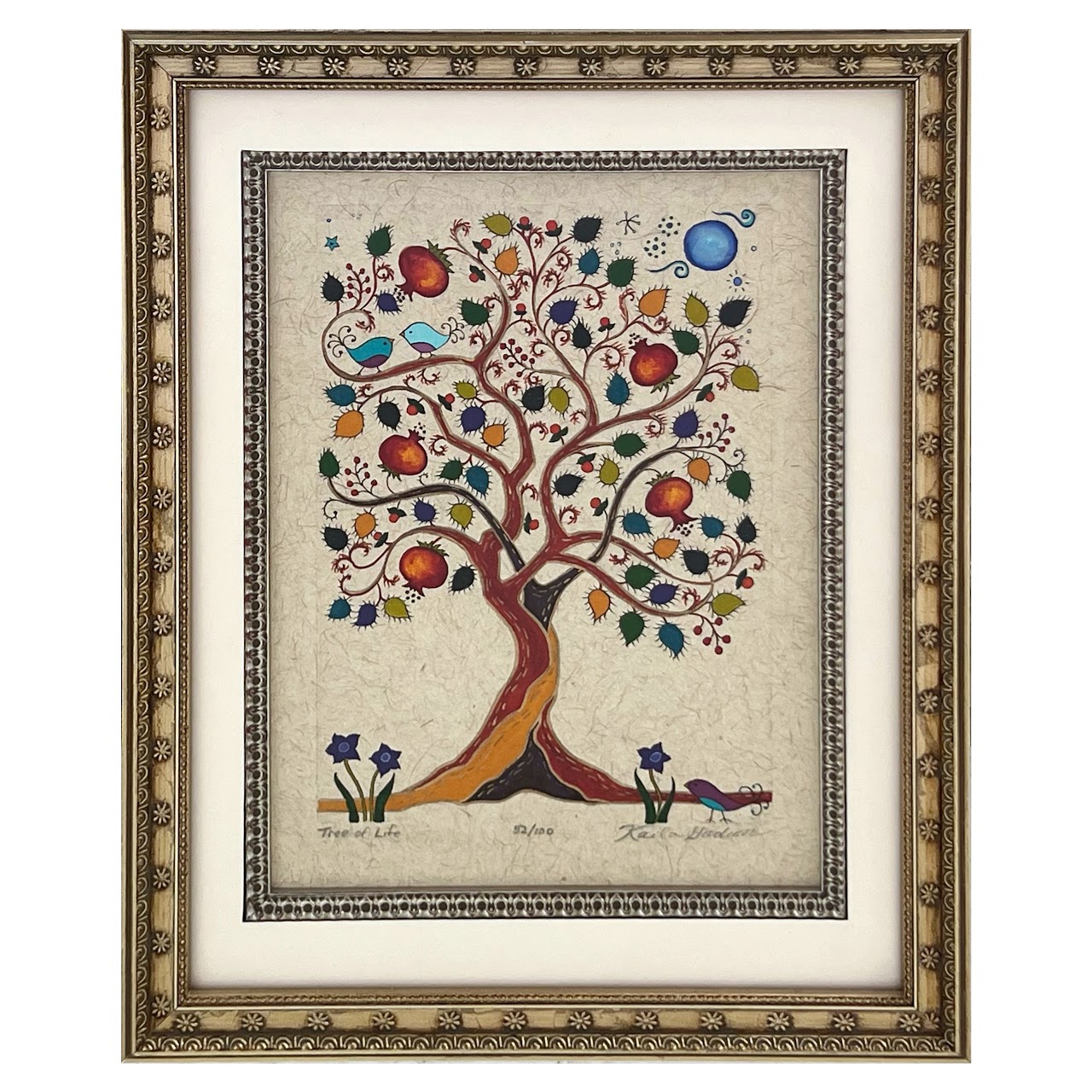 Karla Gudeon 'Tree of Life' Signed Hand-Painted Engraving