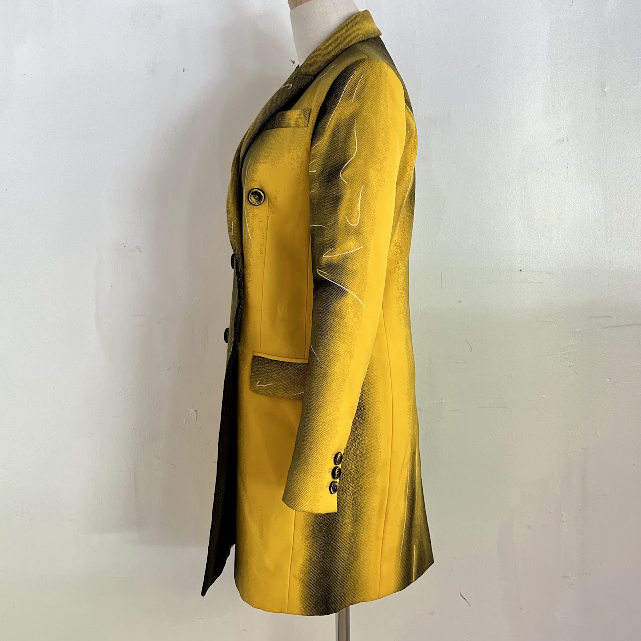 Moschino Couture Double Breasted Yellow Coat