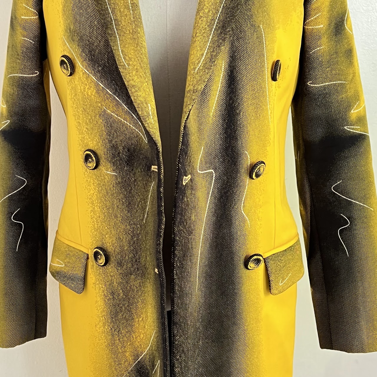 Moschino Couture Double Breasted Yellow Coat