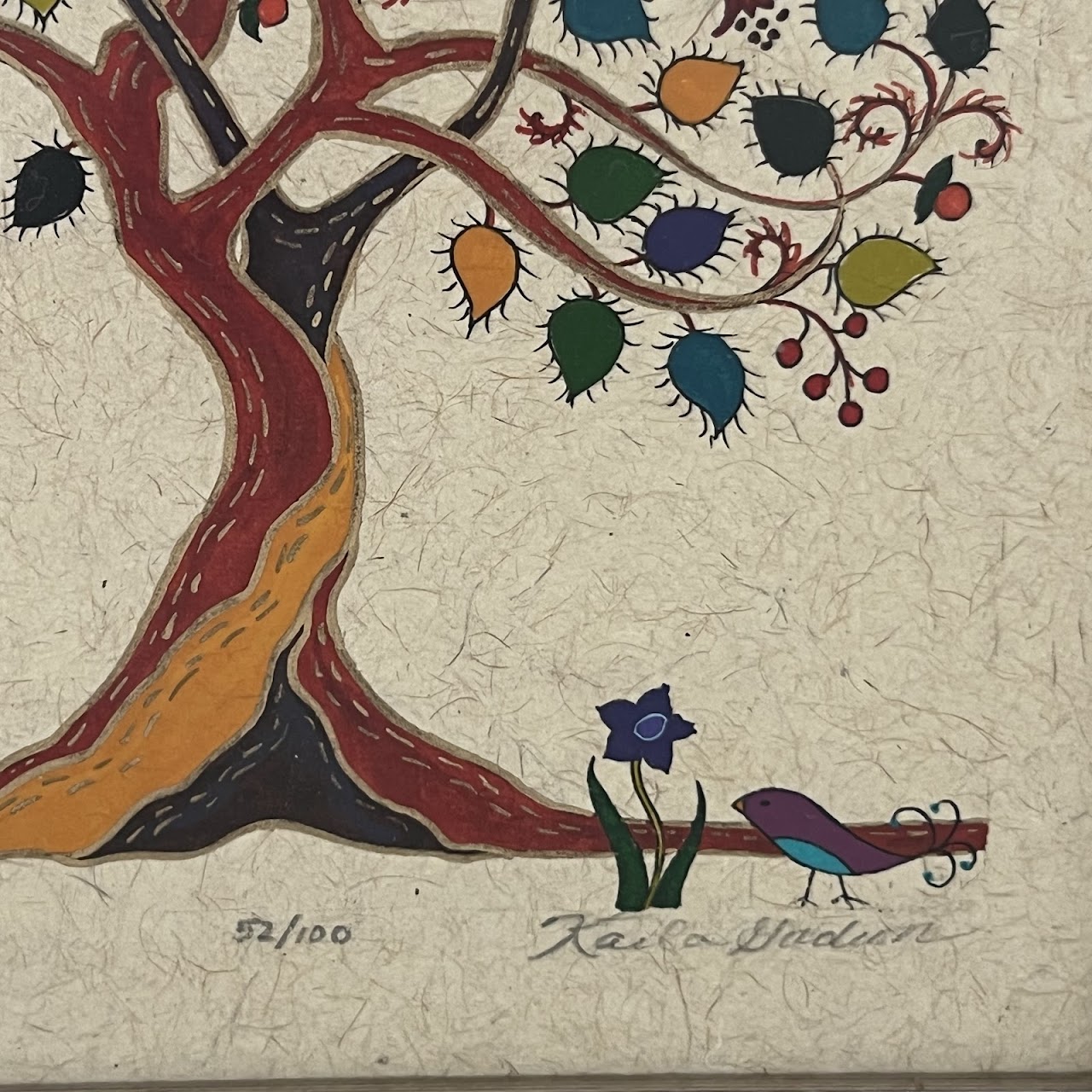 Karla Gudeon 'Tree of Life' Signed Hand-Painted Engraving